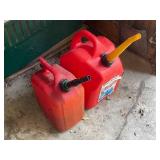 Set of 2 Red Plastic Gasoline Containers with Spouts