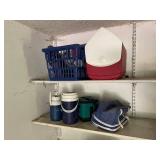 Collection of Coolers, Jugs, Bottles, and Arctic Zone Tote