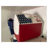 Collection of Coolers, Jugs, Bottles, and Arctic Zone Tote