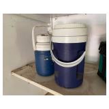 Collection of Coolers, Jugs, Bottles, and Arctic Zone Tote