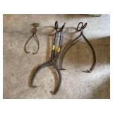 Collection of 3 Antique Ice Tongs Including Cash & Carry Ice Co.