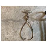 Collection of 3 Antique Ice Tongs Including Cash & Carry Ice Co.