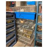Workshop Storage Cabinet and Hardware Drawer Lot with Mixed Fasteners and Parts