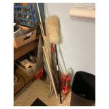 Garage Tool Lot with Fire Extinguisher, Hand Saws, Duster and Miscellaneous Items