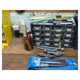 Assorted Hand Tools, Rivet Gun, Organizers and Drawing Supplies Lot
