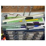 Assorted Hand Tools, Rivet Gun, Organizers and Drawing Supplies Lot