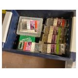 Collection of Assorted Nails, Screws, Hardware Bins, and Organizers