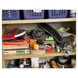 Collection of Workshop Supplies Including Sandpaper, Tape, Foam, and Steel Wool