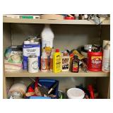 Workshop Supply Lot with Adhesives, Solvents, Tapes, and Brushes