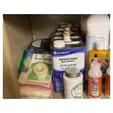 Workshop Supply Lot with Adhesives, Solvents, Tapes, and Brushes