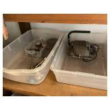 Assorted Vintage Small Power Tools and Accessories in Storage Bins