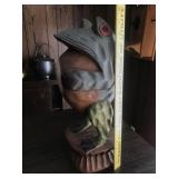 Large Hand-Painted Frog Statue Standing Approximately 16 Inches Tall