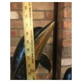 San Pacific Intl Dolphin Bronze Sculpture with Marble Base, 29 Inch