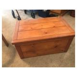Wood Storage Chest with Hinged Lid