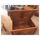 Wood Storage Chest with Hinged Lid