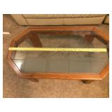 Octagonal Glass Coffee Table with Etched Wolves Design