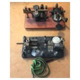 Group of 2 Vintage Telegraph Morse Code Keys Including Vibroplex