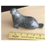 Carved Stone Seal Figurine Signed by Eddie Omnik