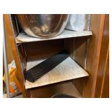 Kitchen Cabinet Contents with Bowls, Cups, Pots, Cleaning Tools and Supplies
