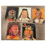 Set of 5 Original Native American Portrait Paintings on Canvas