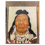 Set of 5 Original Native American Portrait Paintings on Canvas
