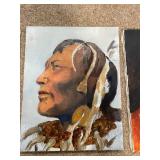 Collection of 5 Native American Portrait Paintings on Canvas