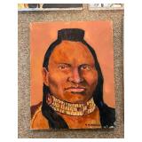 Collection of 5 Native American Portrait Paintings on Canvas