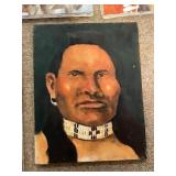 Collection of 5 Native American Portrait Paintings on Canvas