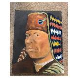 Set of 5 Original Native American Portrait Paintings on Canvas