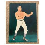 Set of 3 Boxer Portrait Paintings on Canvas and Paper