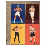 Set of 4 Hand-Painted Boxer Portraits on Canvas