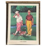 Set of 3 Framed Sports Art Prints Football Golf Baseball