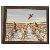 Framed Hunting Scene Painting Signed John Green 1978
