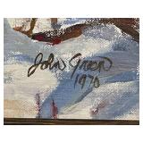Framed Hunting Scene Painting Signed John Green 1978