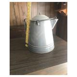 Vintage Gray Enamelware Coffee Pot with Lid