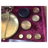 Vintage Brass Balance Scale Set with Weights in Velvet Case