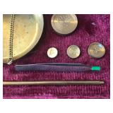 Vintage Brass Balance Scale Set with Weights in Velvet Case