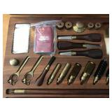 Vintage Wooden Gun Cleaning Kit with Brass and Wood Accessories