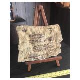 Runestone Replica with Handwritten Inscription and Easel