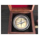 Vintage Style Compass and Telescope Set in Wooden Boxes