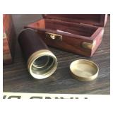 Vintage Style Compass and Telescope Set in Wooden Boxes
