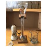 Decorative Glass Goose Vase with Mug, Bell, and Ornament Set