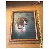 Framed Dog Portrait Painting Signed by Artist