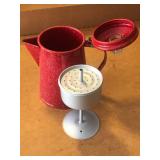 Red Speckled Enamelware Coffee Percolator with Insert