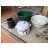 Collection of 4 Vintage Mixing Bowls and Crocks