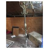 Vintage Brass Coat Rack with Multiple Hooks and Ornate Base