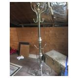 Vintage Brass Coat Rack with Multiple Hooks and Ornate Base