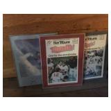 Set of 3 Framed Vintage Star Tribune Newspaper Covers and Sports Posters