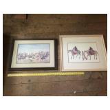 Pair of Framed Wildlife Art Prints with Wooden Frames