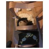 Handcrafted Wooden Doll Cradle with Doll and Embroidered Quilt